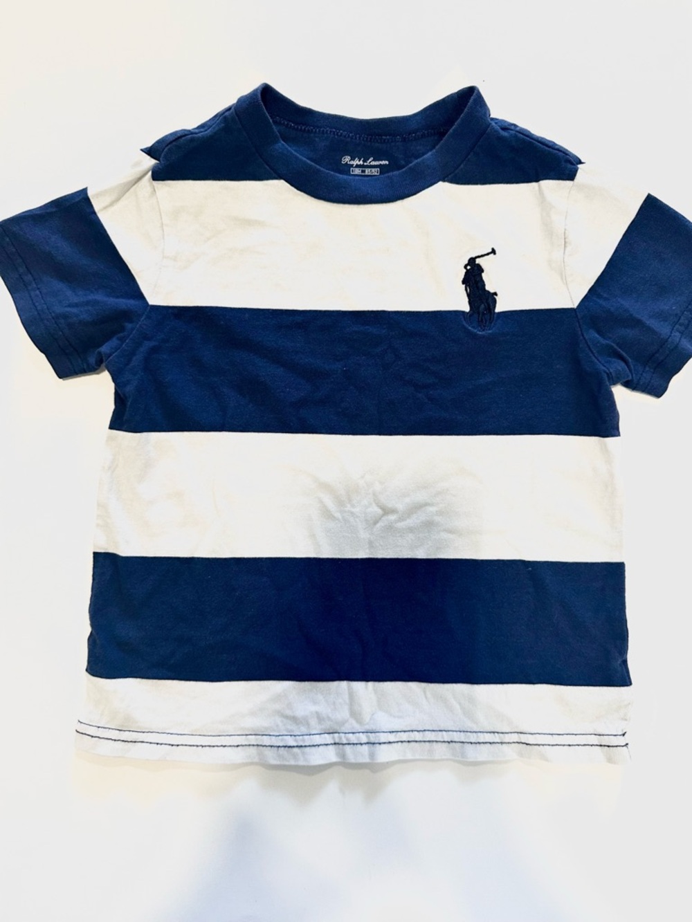 Ralph Lauren Kids Navy & White Striped Polo Tee